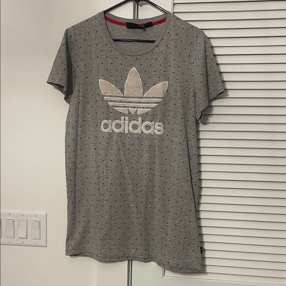 adidas Tops - Adidas Heather Gray Tee with Velour Logo